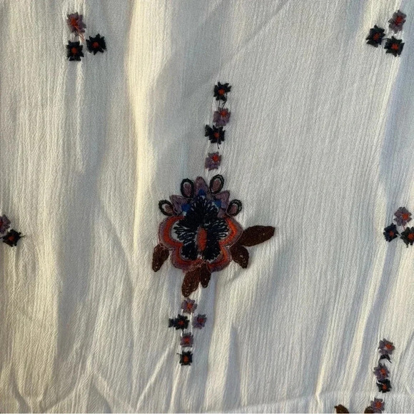 Free People Womens Ivory Oxford Embroidered Mini Dress Floral Gauze Sz S $129 - Picture 5 of 14